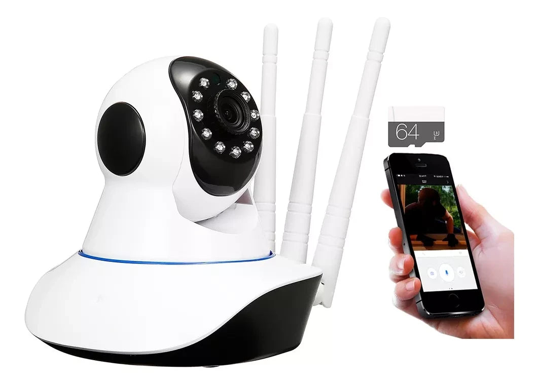 Cámara Robótica Seguridad Wifi 3 Antenas