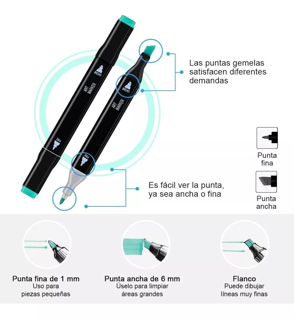 Set De 80 Marcadores Doble Punta